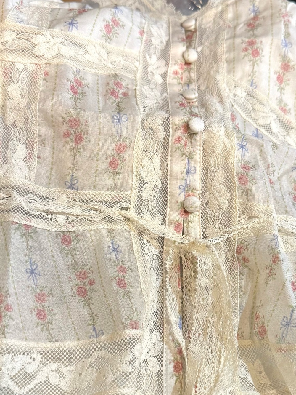 Sorella Few Moda Lysette Cotton Top Floral Lace Straps Trim Pink Ivory NWT - Picture 7 of 7